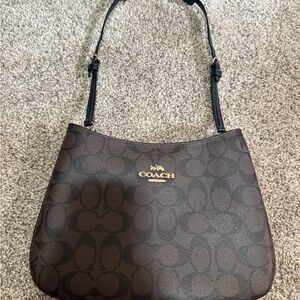 Coach Signature Brown and Black Shoulder Bag